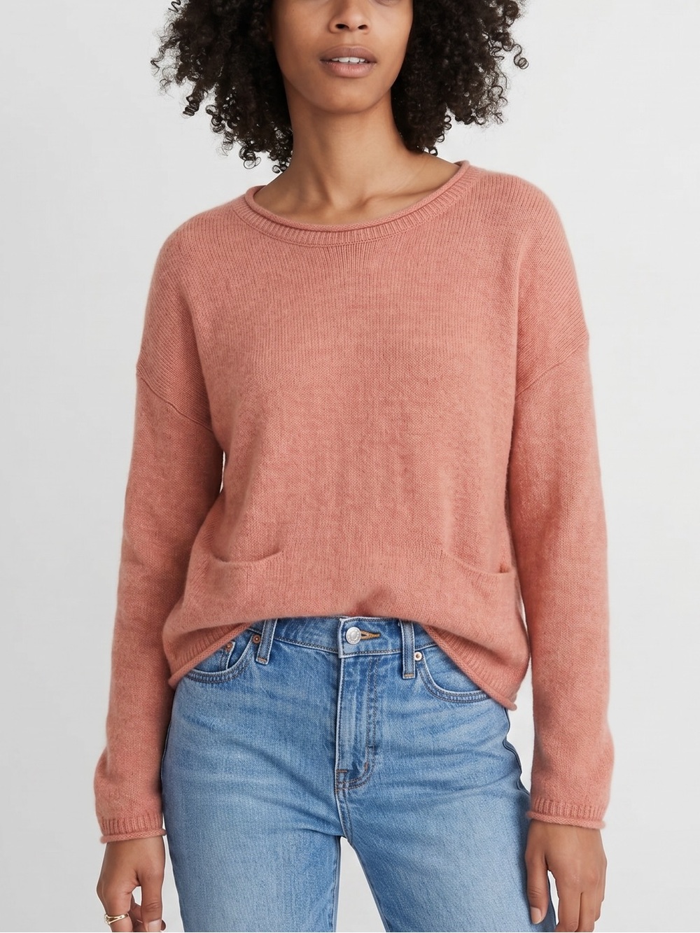 Madewell Cozy Pocket Sweater - Soft Knit - Apricot - EUC Size S